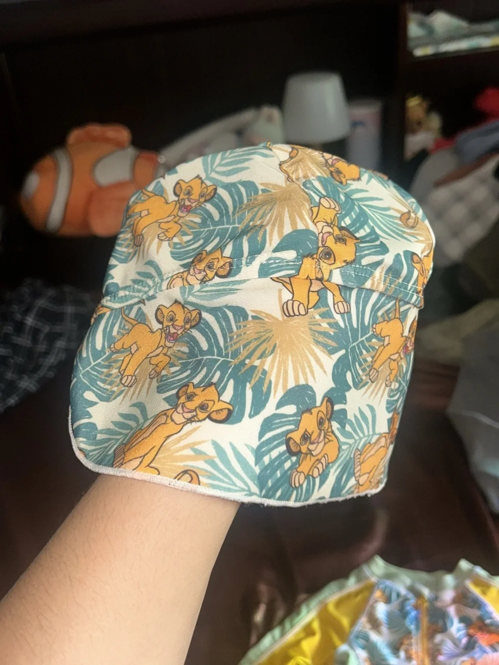 Kids Yellow & Mint Lion Print Long-Sleeve Swimsuit with Sun Hat